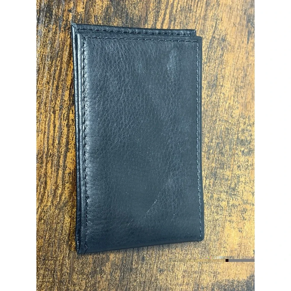 Fossil Leather Card Wallet Black Bifold Slim ID + 5 Card Slots